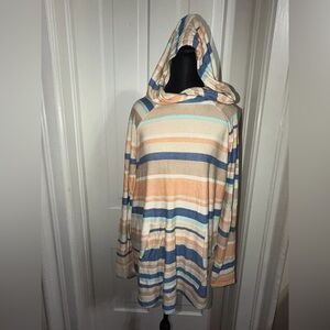 Women's size large LuLaRoe Multicolor Striped Hooded Sweater, hoodie, top, shirt